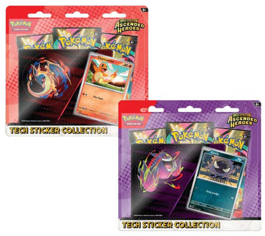 Pokemon Mega Evolution Ascended Heroes 3 Pack Blister Tech Sticker Collection